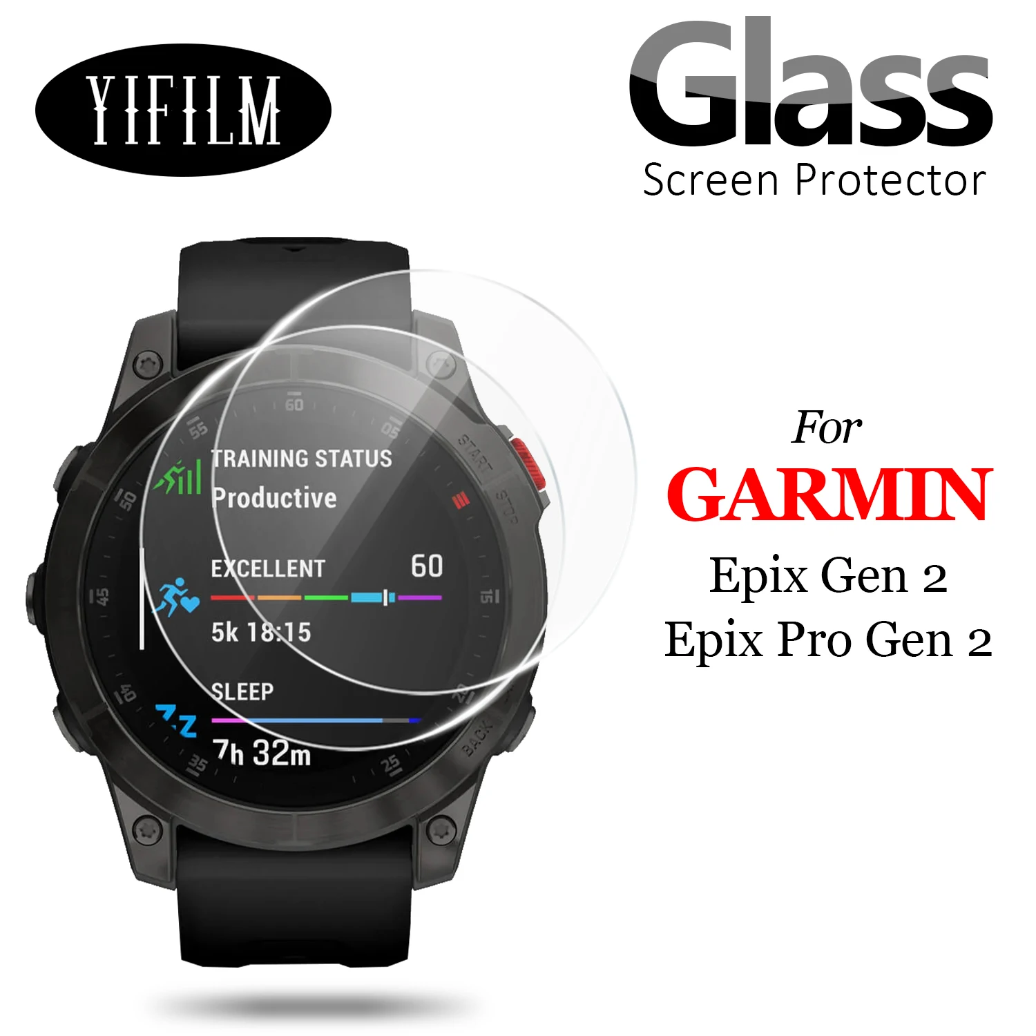 2PCS Smart Watch Screen Protector For Garmin Epix Gen 2 / Epix Pro Gen 2 47mm 51mm Tempered Glass Anti-Scratch Protective Film