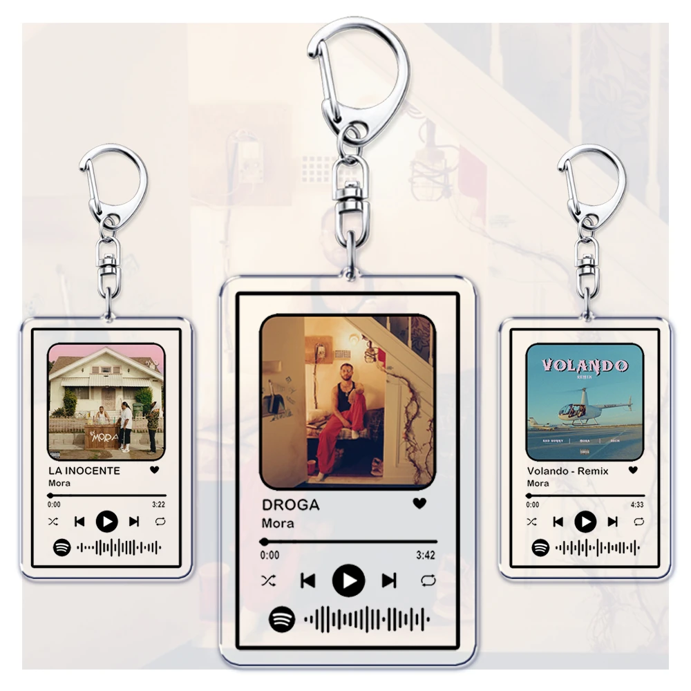 Hot Singer Mora Keychains for Women Accessories Bag LO MISMO DE SIEMPRE LA INOCENTE Music Code Keying Jewelry Fans Friends Gifts