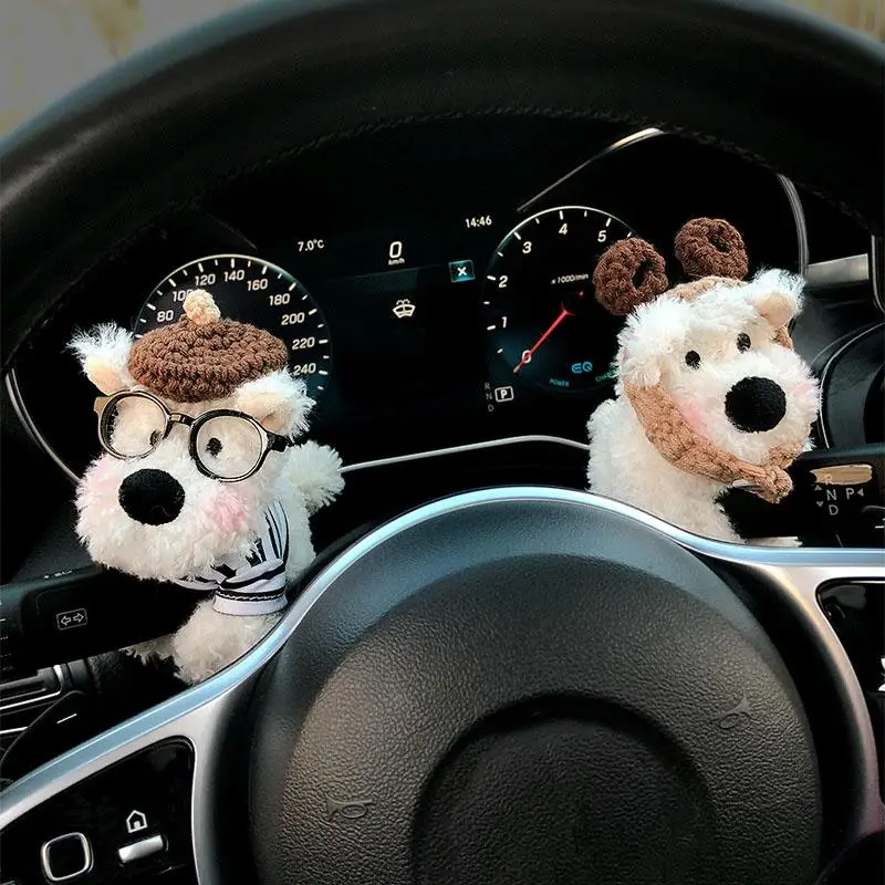 

Car Accessory Used For Car Gear Shift Decoration Cute Turn Signal West Highland Dog Wiper Dolls Rearview Mirror Ornament Gift