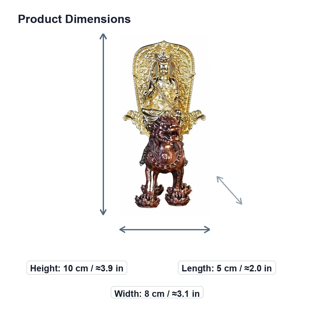Handcrafted Copper Manjushri and Samantabhadra Buddha Statue Set for Traditional Oriental Home Living Room Decor Gift