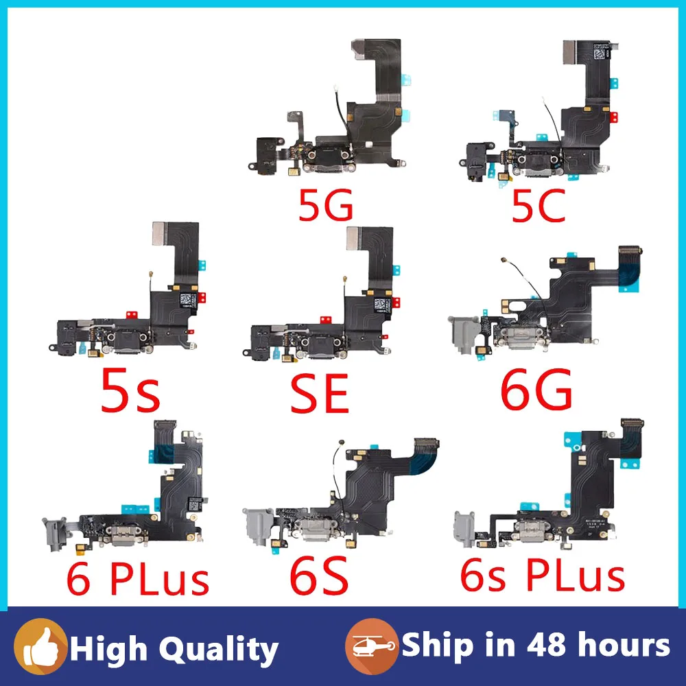 

New For iPhone 6G 6 6S Plus 5G 5C 5S SE Charging Port Dock Connector Headphone Audio Jack+ Microphone Flex Cable Replacement