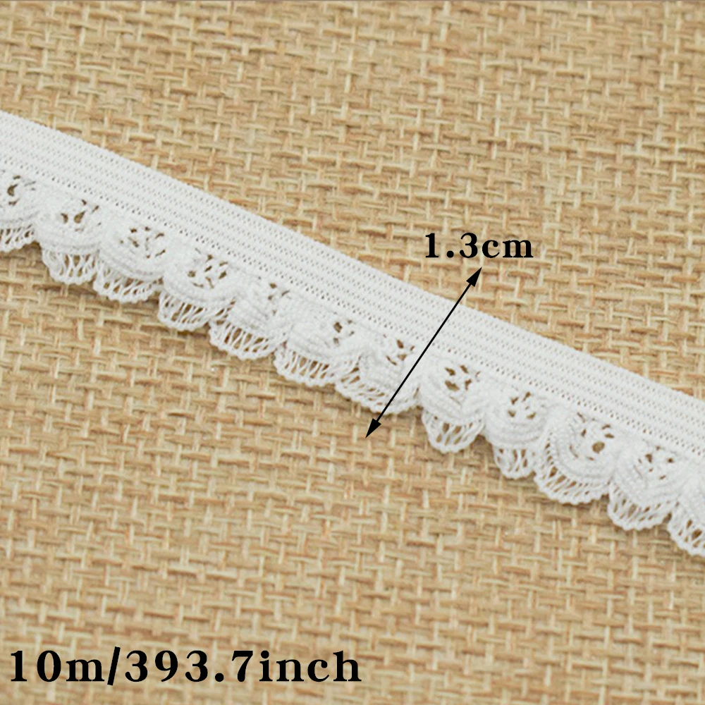 1.3cm White Pleated Scalloped Polyester Lace Trim 10M Sewing Ribbon for Clothing DIY Home Decoration ****