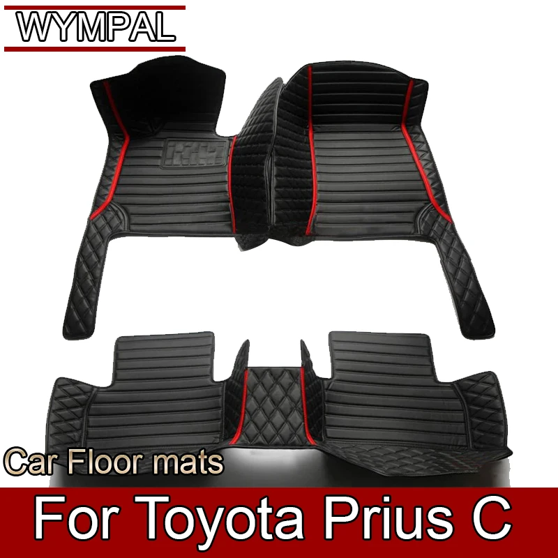 Car Floor Mats For Toyota Prius C Aqua NHP10 2012~ 2019 Carpets Rugs Luxury Leather Mat Rugs Car Accessories 2013 2014 2015 2016