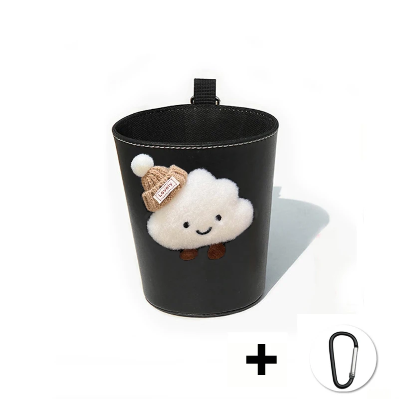 PU Leather Car Trash Bin Can Cute Cartoon Cloud Auto Back Seat Headrest Mini Organizer Rubbish Bag Garbage Air Vent Storage Box view 6