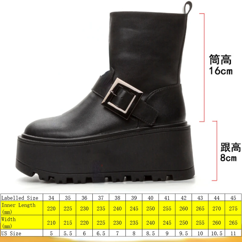 Fujin 8cm New Synthetic Cow Genuine Leather Winter Plush Spring Knee High Ankle Boots Woman ZIP Motorcycle Autumn Fashion Shoes