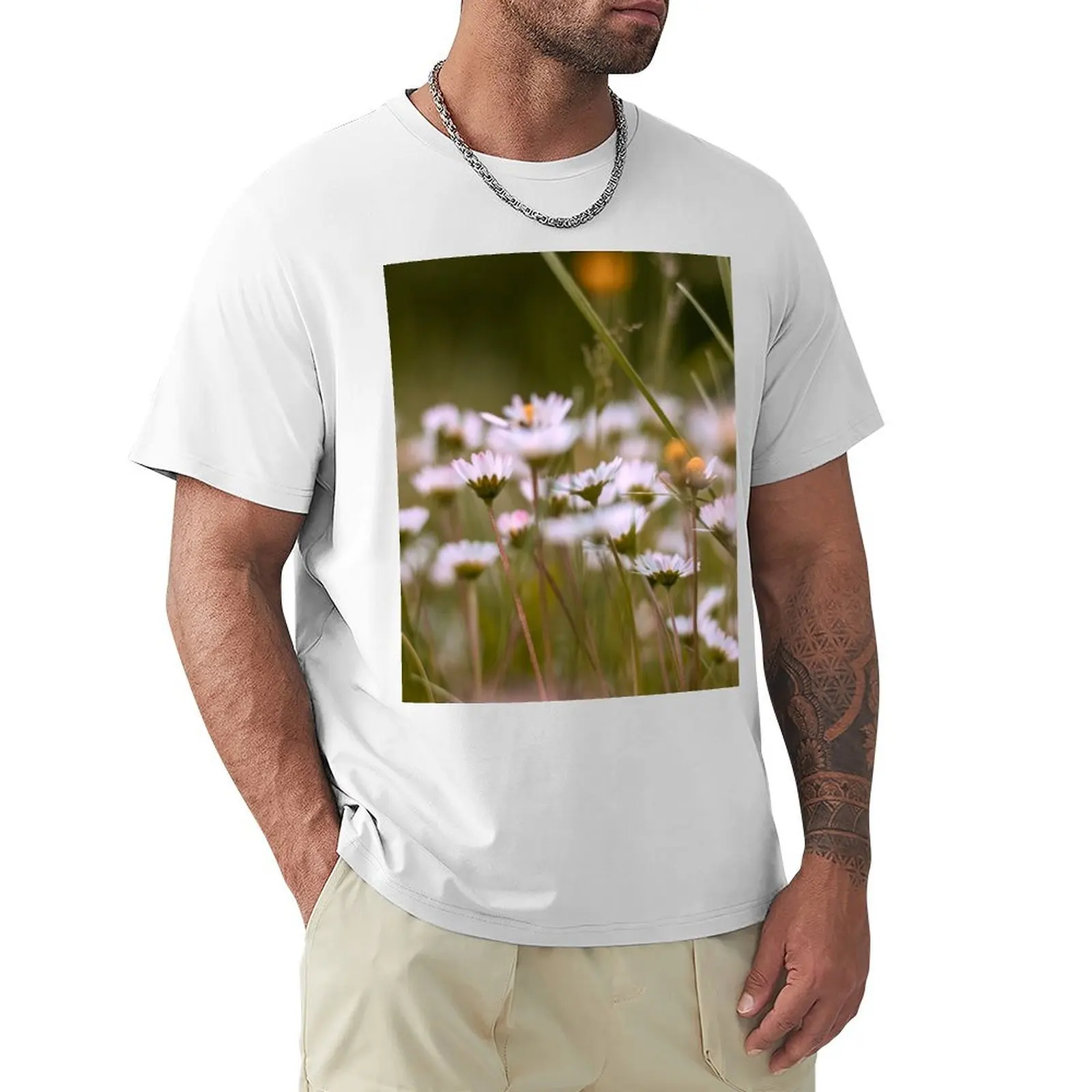 spring summer background meadow T-Shirt new edition graphics heavy weight t shirts for men