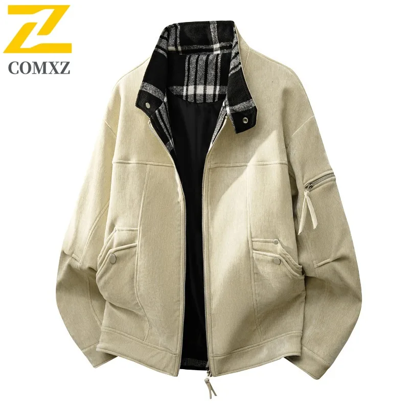 

COMXZ Outdoor Adventure Mens Jacket Casual Stand Collar Comfortable Coat Daily Style Lightweight Windproof Autumn New Clothing