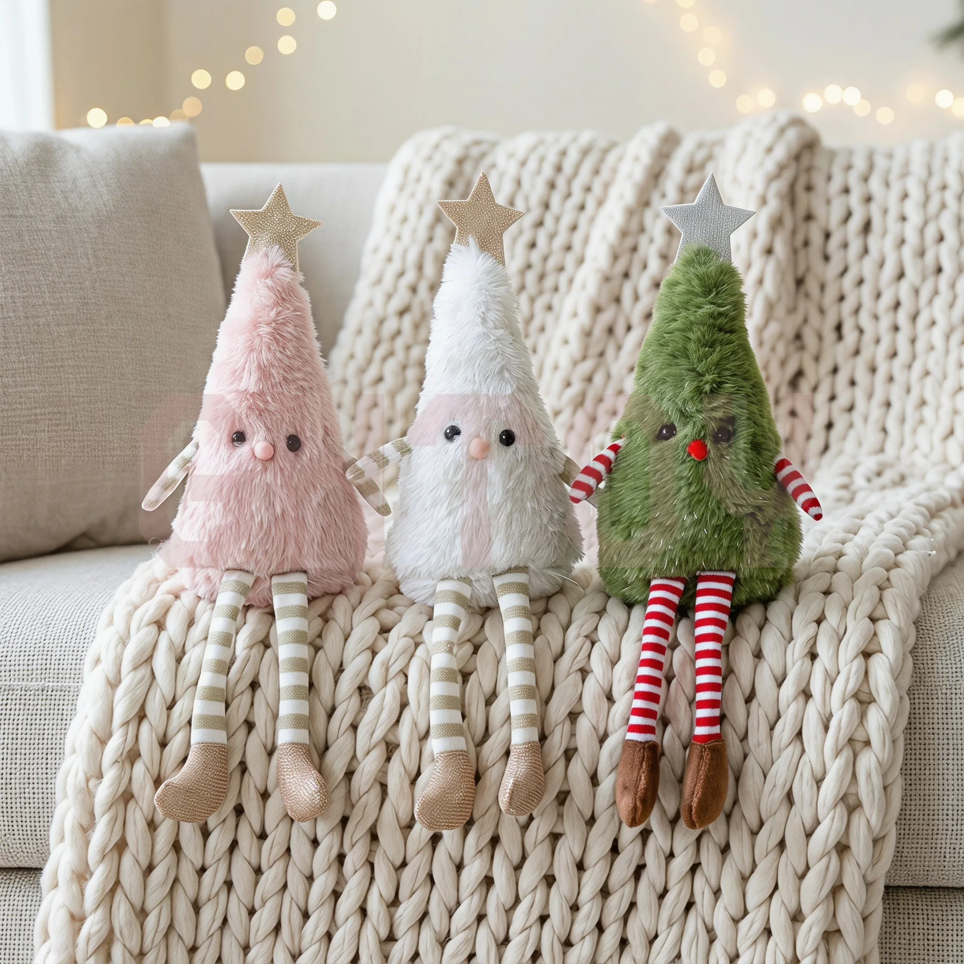 Christmas Tree Plush Toy Cute  Stuffed Doll Soft Xmas Tree Plushie Tabletop Ornament Holiday Home Party Decoration Christma Gift