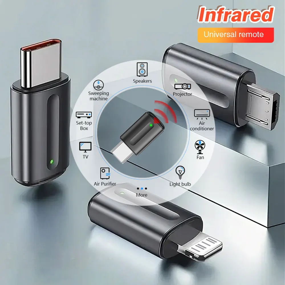Smartphone Infrared Transmitter Type-C/Lightning/Micro Smart Control Adapter For TV Air Conditioner Infrared Remote Control