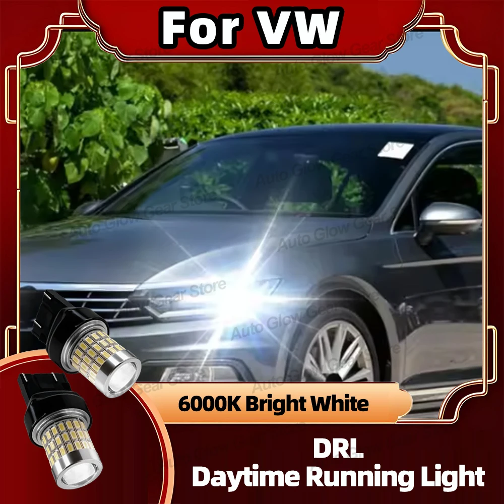 2x светодиодные дневные ходовые огни для VW Touran 5T1, EOS, Polo, Caddy 4, Touareg 2, Beetle, Passat B8, дневные фары с линзой, лампа 7443 W21/5W