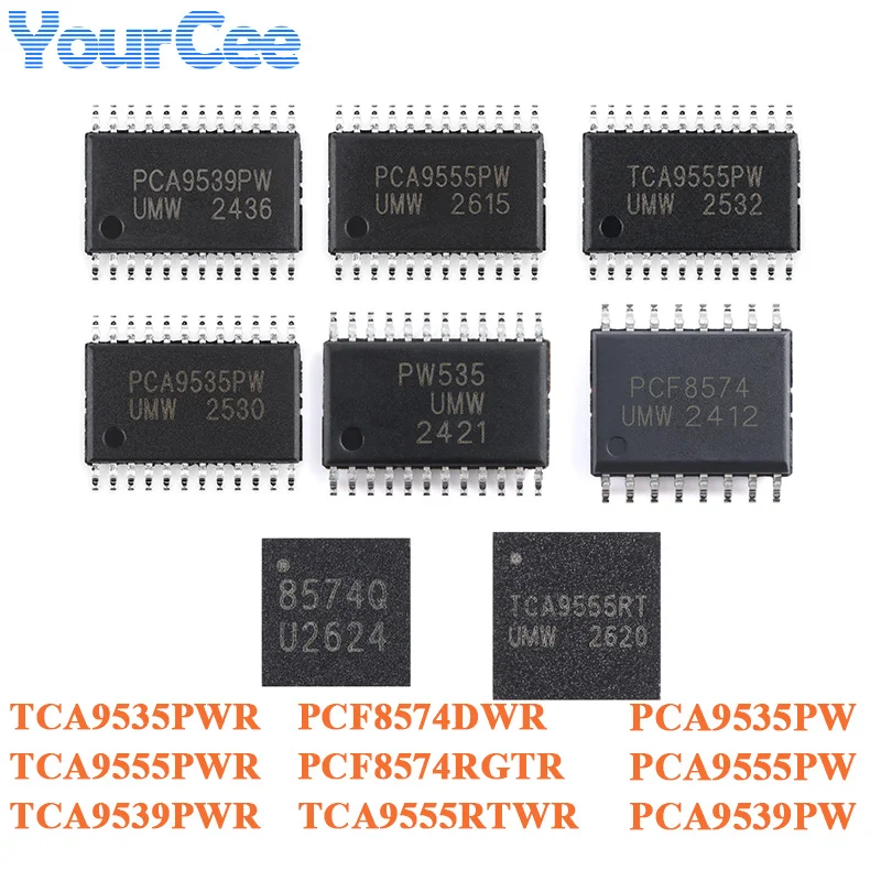 5PCS PCF8574DWR TCA9535PWR PCA9535PW TCA9555PWR TCA9555RTWR PCA9555PW TCA9539PWR PCF8574RGTR PCA9539PW I/O Extender Chip I2C Bus