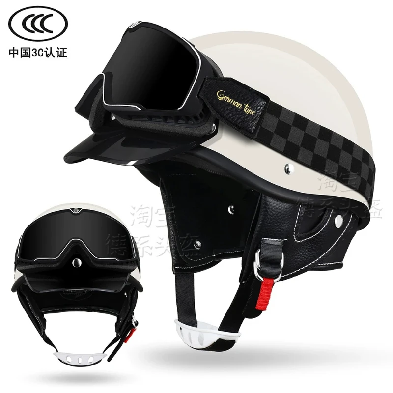 Retro Motorcycle Half Helmet Unisex Four Seasons Universal Off-Road Cruising Small Shell Helmet