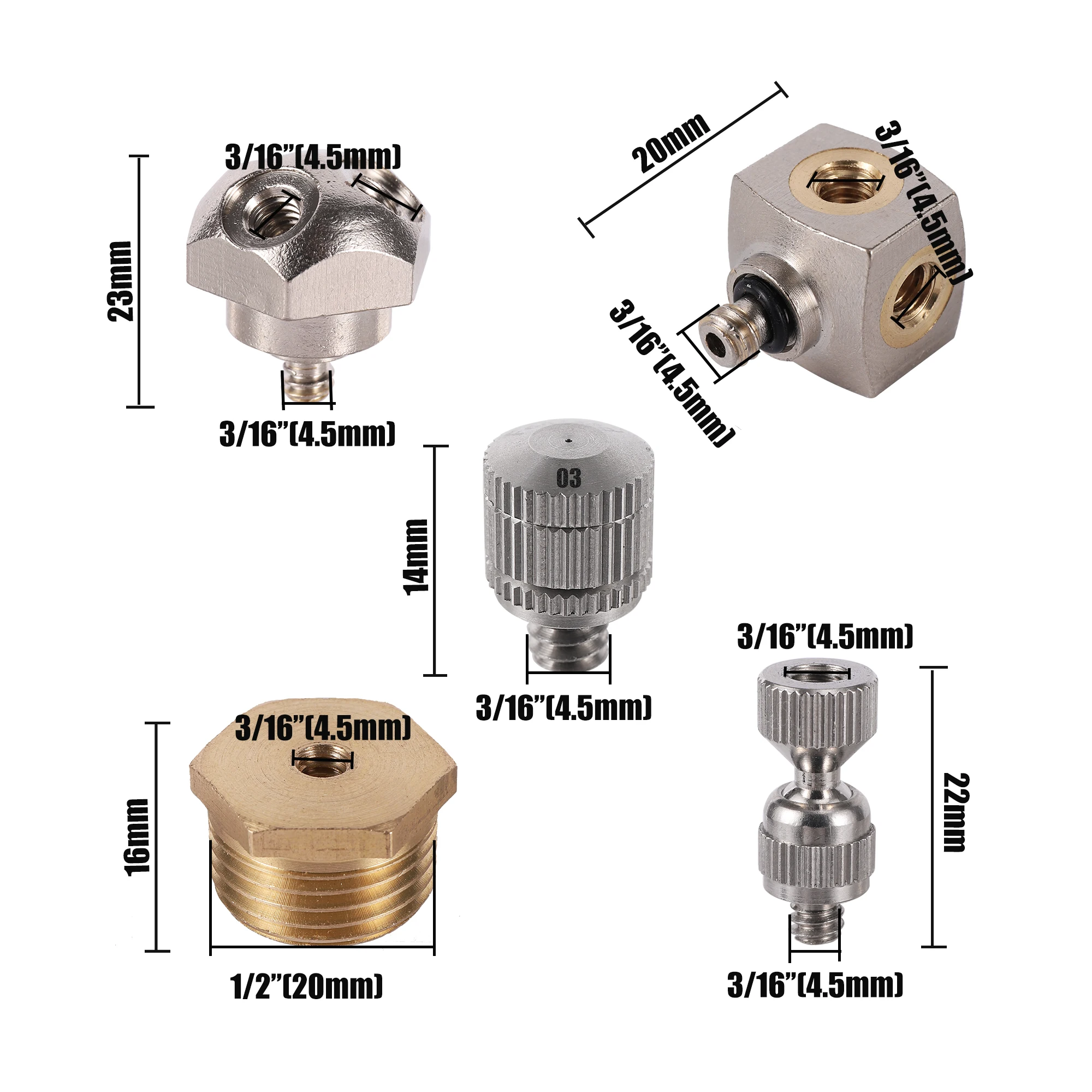 Lagedruk Vernevelmondstuk 303 Roestvrijstalen 0.3/0.4/0.5/0.6Mm Irrigatie Atomize Bevochtiging Desinfectie Koelspuit