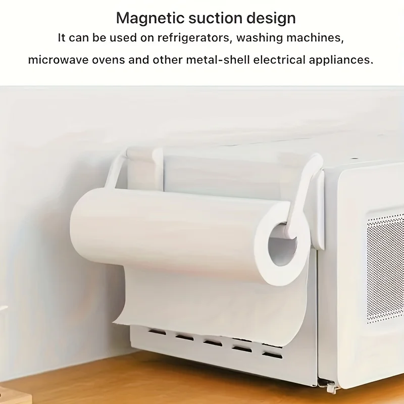 2pcs, Kitchen Magnetic Paper Towel Holder,Hole-Free Storage Rack, Suitable for Refrigerator, Microwave Oven And Washing Machine