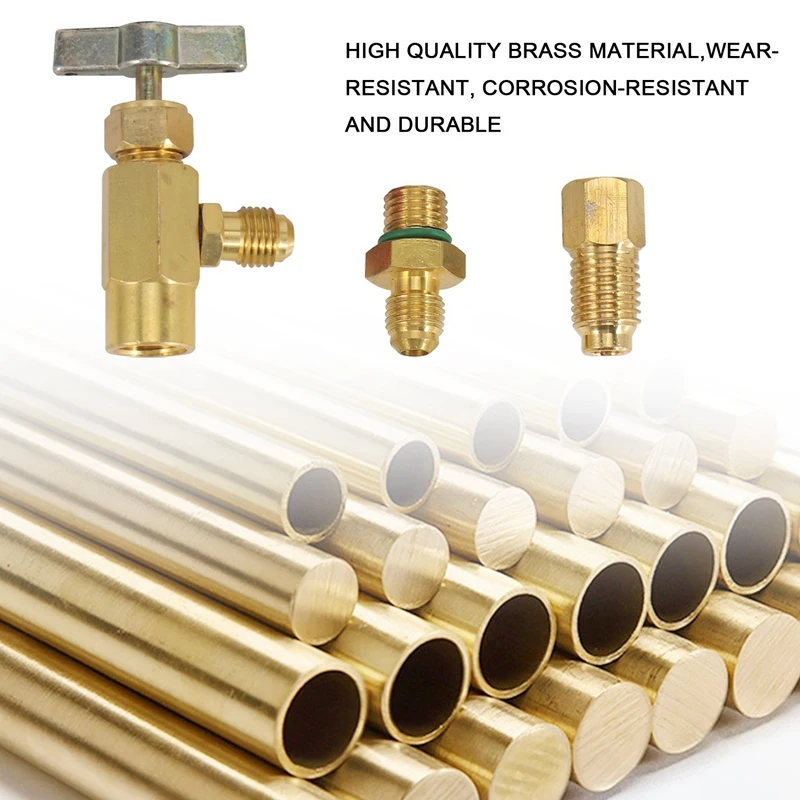 R1234YF Self-Sealing Can Tap With R134A Tank Adapter And R1234 Quick Couplers, For A/C Refrigerants Mainfold Gauge Set