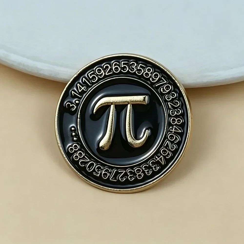 Dark Style Math Pi Symbol Enamel Brooch Mathematical Letter Pattern Lapel Badge Metal Pin Clothing Backpack Decoration Jewelry