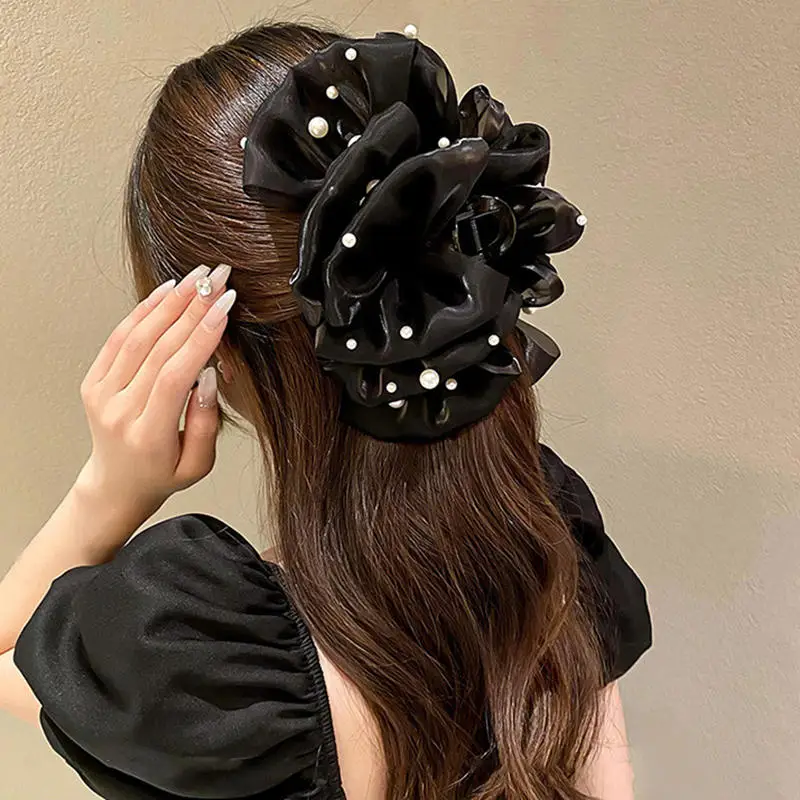 

Women's Elegant Mesh Pearl Bow Hair Clip - Sweet Headband Hair Accessory