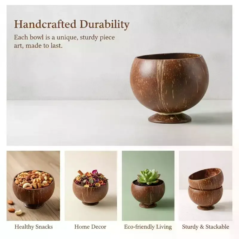 Handcrafted Natural Coconut Shell Cups Creative Drinking Cups for Hawaii Bachelorette Beach Summer Party Supplies