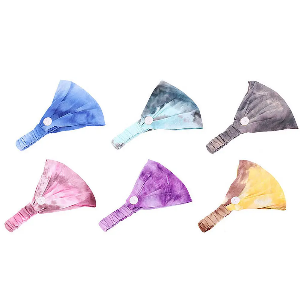 

6Pcs Anti-Chafing Ear Protection Headband Cotton Tie-Dye Sports Sweat Absorbent Wide Hair Band for Yoga Running Workout Training
