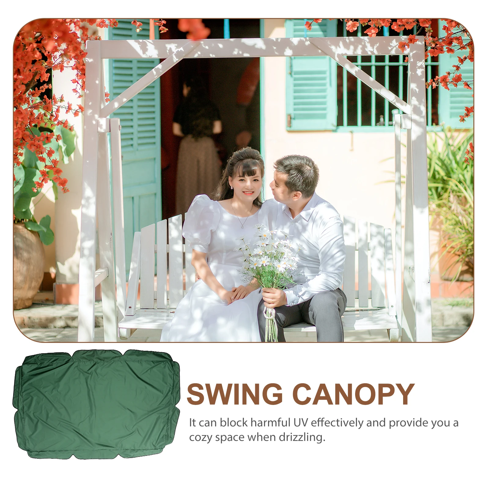 

Waterproof Garden Swing Cover Durable Outdoor Protector Dustproof Cover For Garden Chair Scalloped Edge Elastic Band 3 Seat