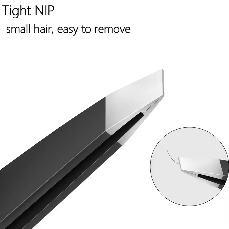 Pincettes à sourcils plates/inclinées/pointues, 3 pièces, pour le corps, ensemble incarné, PrecisionTip Premium en acier inoxydable et