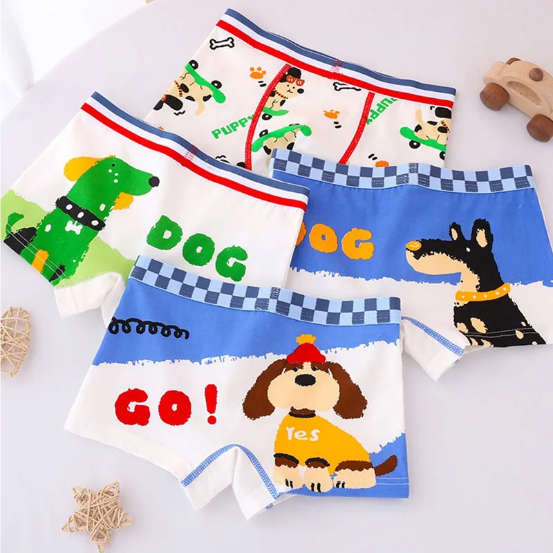 4/8 Pcs Boy Underwear for Kids Stretchy Cotton Boxer Briefs Breathable Double Crotch Soft Underpants Daily Wear Boys