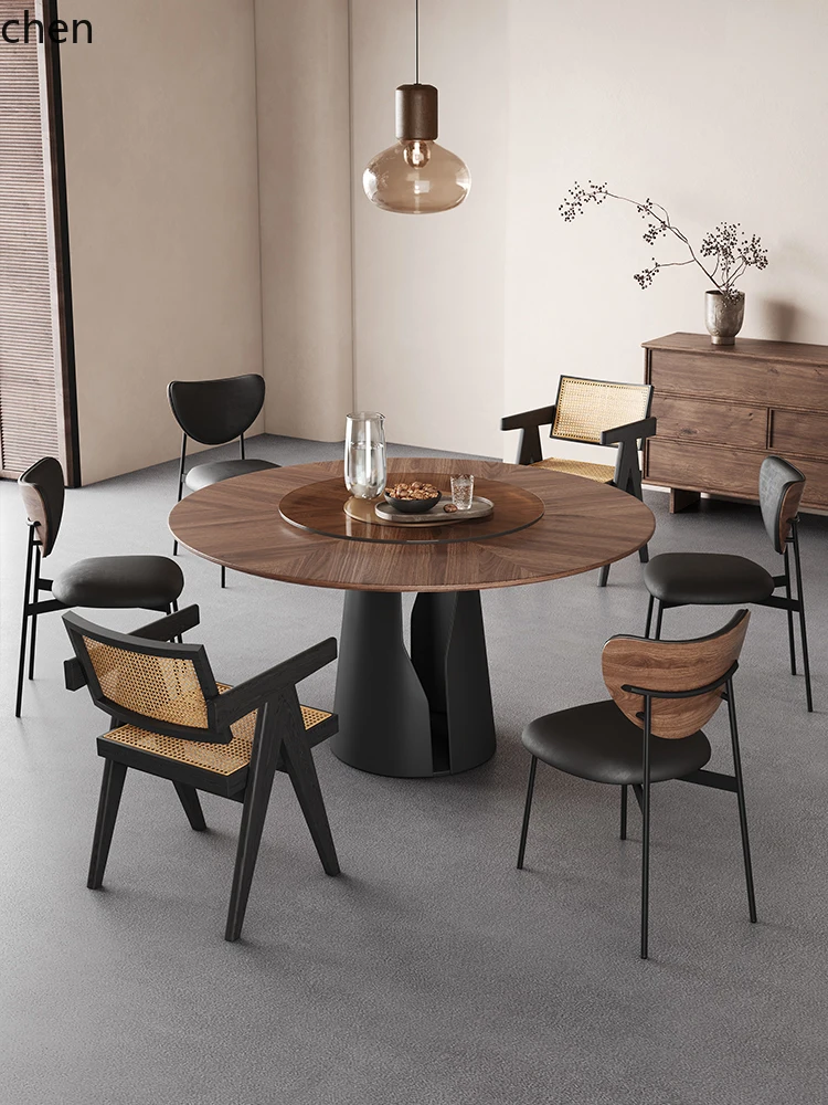 YXY 단단한 나무 둥근 식탁과 의자 거실 빈티지 홈 작은 아파트