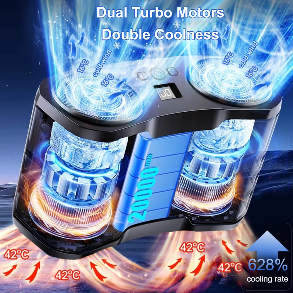 Portable Waist Fan 20000Mah Outdoor Neck Hanging Fan Quite Camping Clip Fan With Double Wind Outlet Mini Wearable Waist  Fan