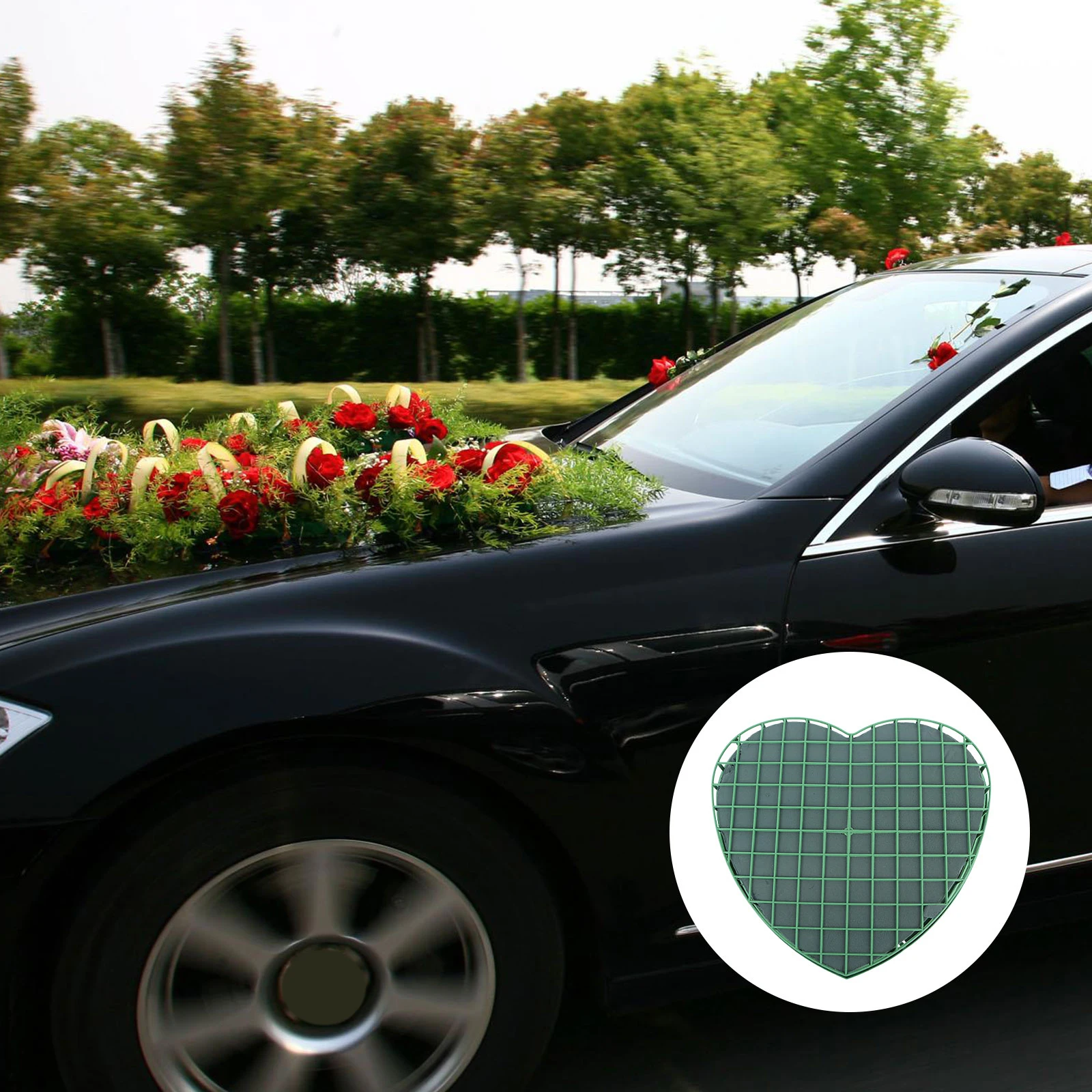 

1pc Wedding Car Floral Mud Plates Diy Flower Arranging Blocks Suction Cups Wedding Party Decor Green Large Size Leakproof