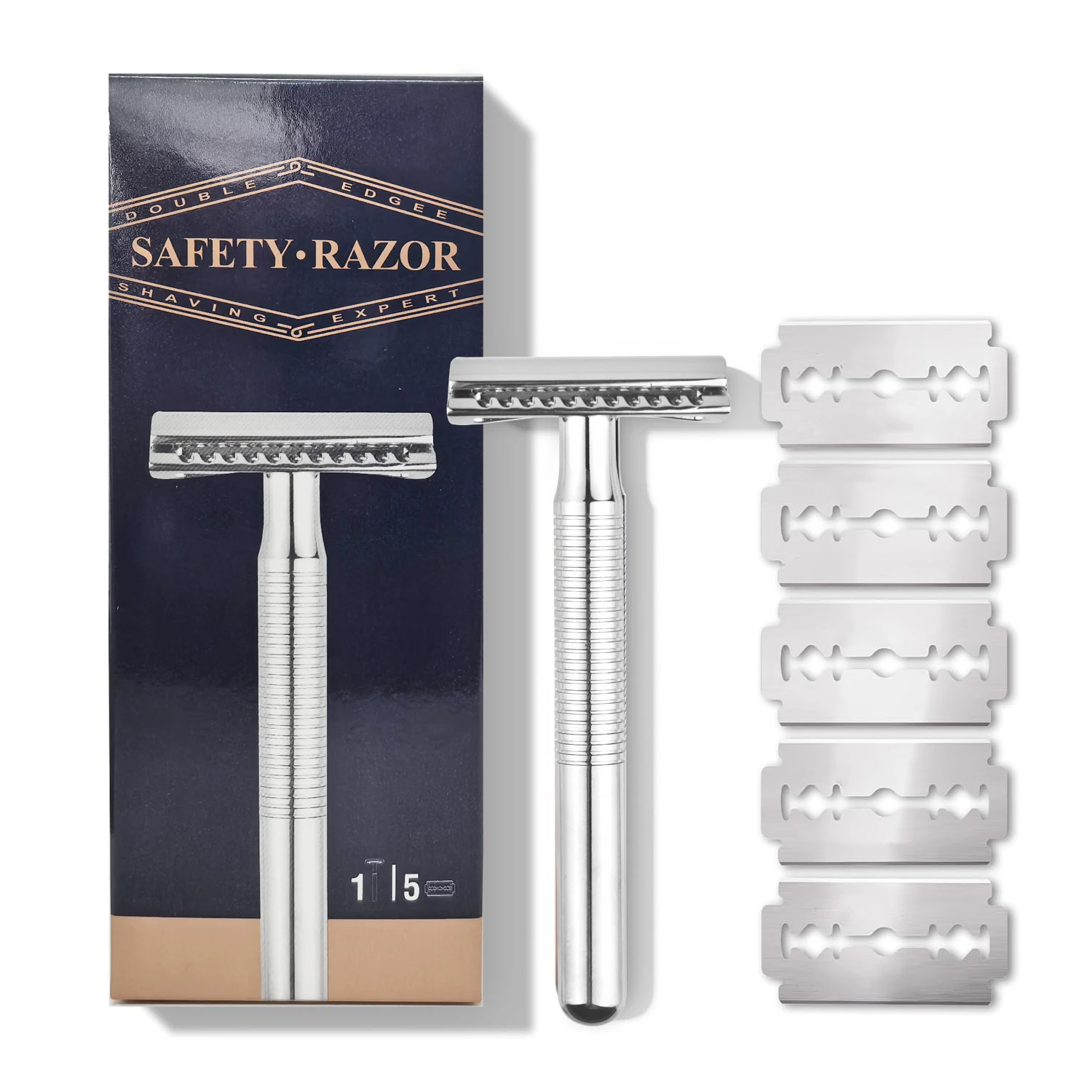 

Безопасная бритва с хромированной ручкой и 5 стержнями для безопасных лезвий с платиновым покрытием, праздничные подарки для мужчин
