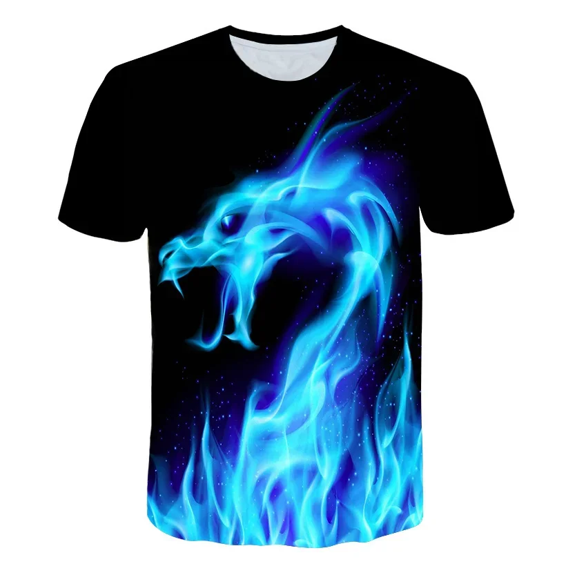 3D flame T-shirt for children cute cartoon short sleeved for boys and girls casual Stitch summer Big eared dog T Shirt