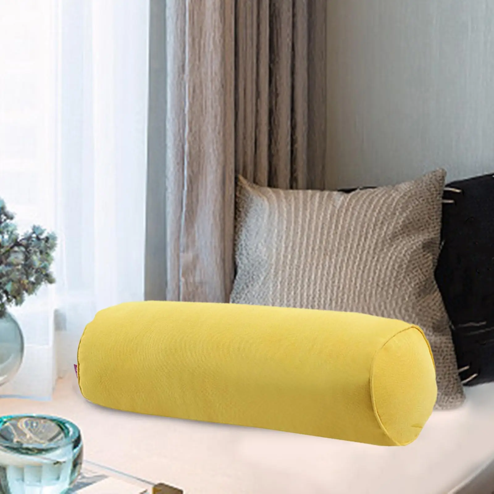 وسادة جسم مستديرة للبالغين بتصميم مريح وسادة داعمة للرقبة من القطيفة وسادة زخرفية لأريكة السرير والسيارة #4