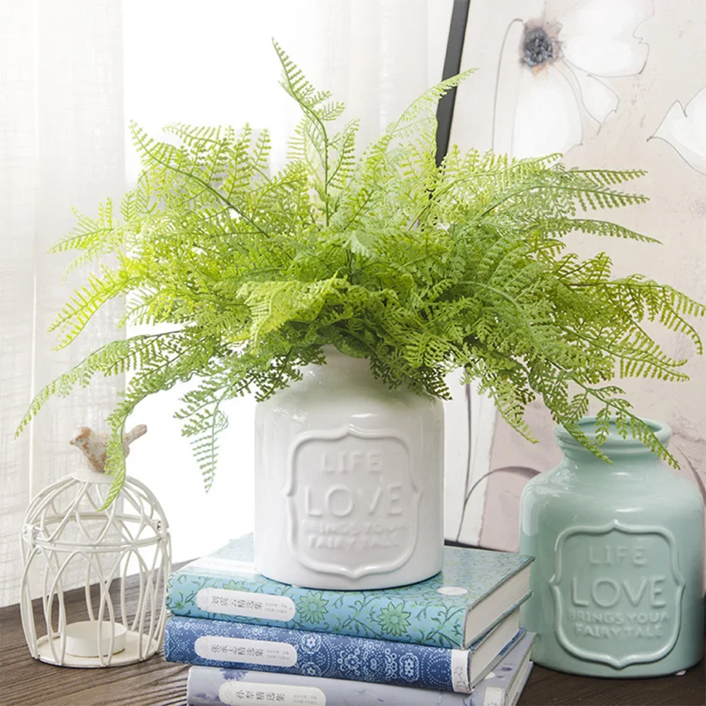 1PC Artificial Boston Fern Plants Shrubs Greenery Fake Fern Leaves For Indoor Home Garden Table Centerpieces Arrangements Decora