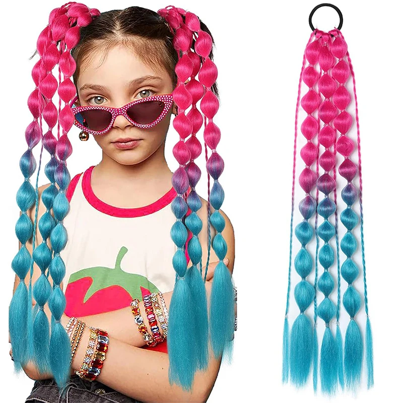 

Synthetic Hair Wig Ponytail Extension Hairpieces Long Lantern Bubble Braid Kinky Straight Women Girl Halloween Costume