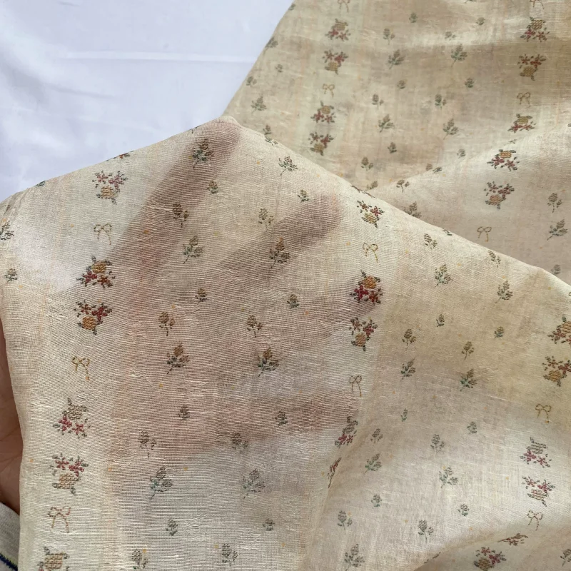 Beautiful lightweight semi-transparent woven jacquard floral polyester fabric handmade DIY fabric