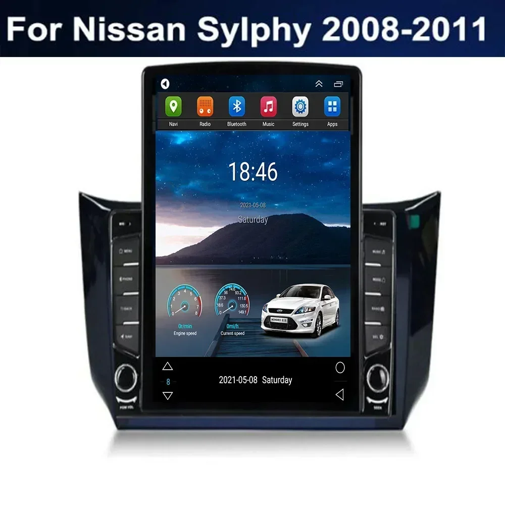 For Tesla Style 2 Din Android 13 Car Radio for Nissan Sylphy 2008- 10 2011 Multimedia Video Player GPS Stereo RDS Carplay Camera