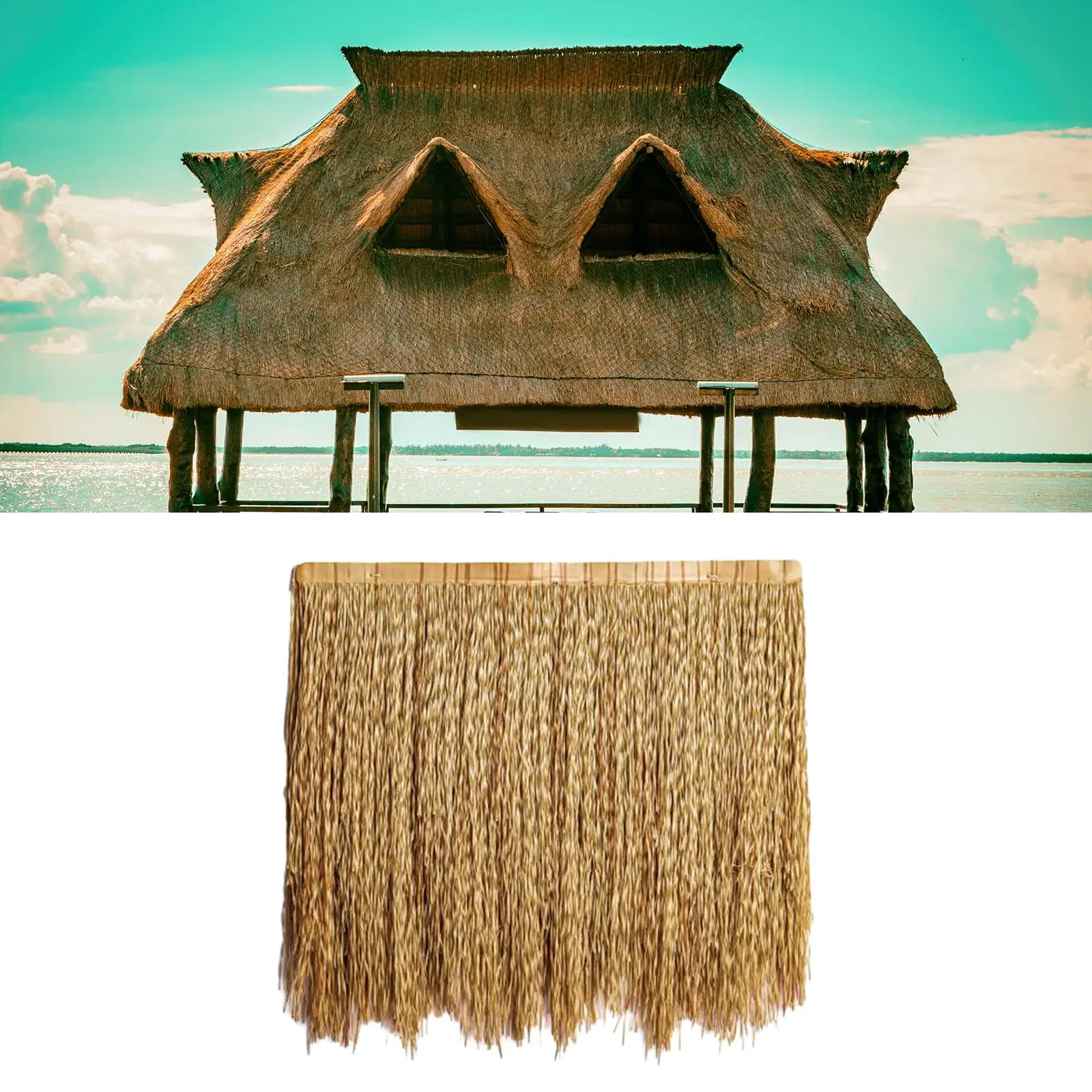 Artificial Thatch Roll Fireproof PETG Straw Roof Sheet for Outdoor Beach Hut Fence Party Craft Decor