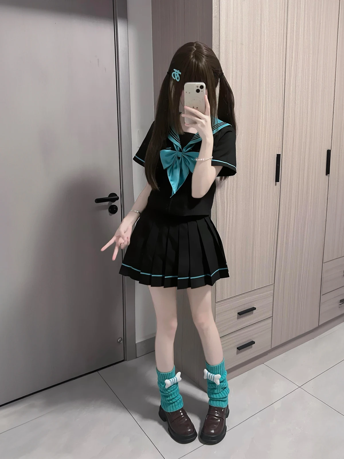 

Spring Summer 2026 Ayanami Color Block Midshipman Uniform School Uniform Set Basic College Style Short Skirt Short Sleeve