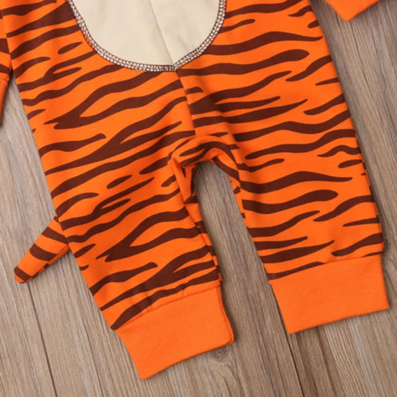 Boys And Girls Romper Baby Simple Cute Tiger Printing Hooded Long-sleeved Crawling Clothes Jumpsuit Baby/Infant Playsuit Clothes