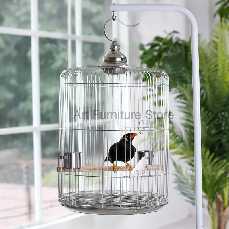 

Bird Cage Stainless Steel Round Size Myna Mynah Thrush Tiger Skin Peony Luxury Boutique Parrot