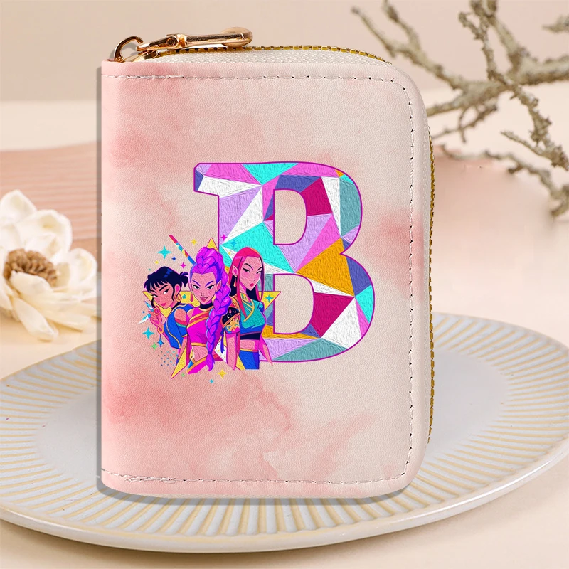 Move K-Pop Demon Hunters Tie Dye Portafoglio stampato Ragazze Lettera AZ Carta con cerniera Borse portaoggetti per soldi Moda Cartoon Donna Regali rosa