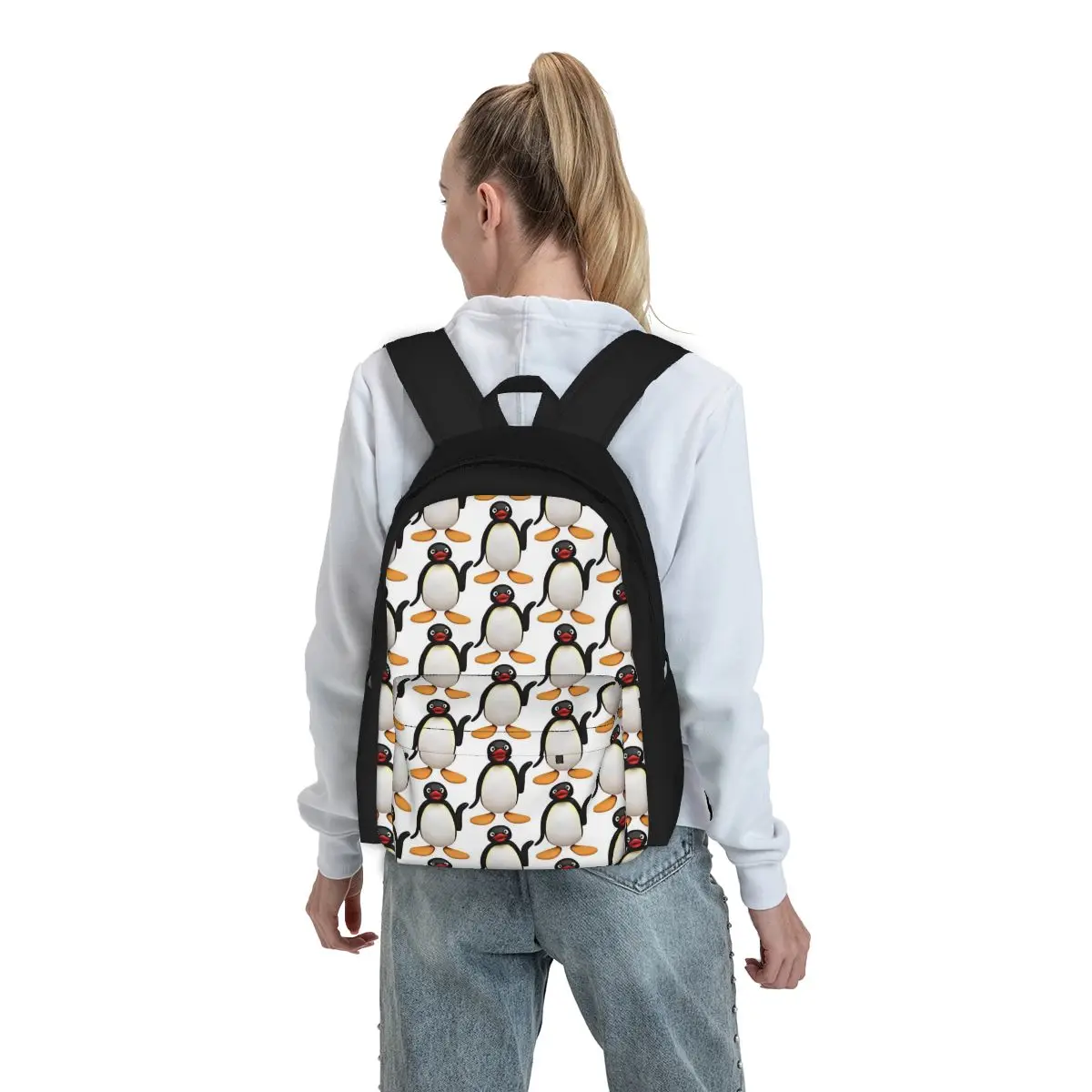 Pingu PenEcolCute Anime Cartoon Sac à dos pour femme, sac d'école décontracté pour étudiant, sac à dos pour ordinateur portable, sac à dos pour enfants, impression 3D Mochila