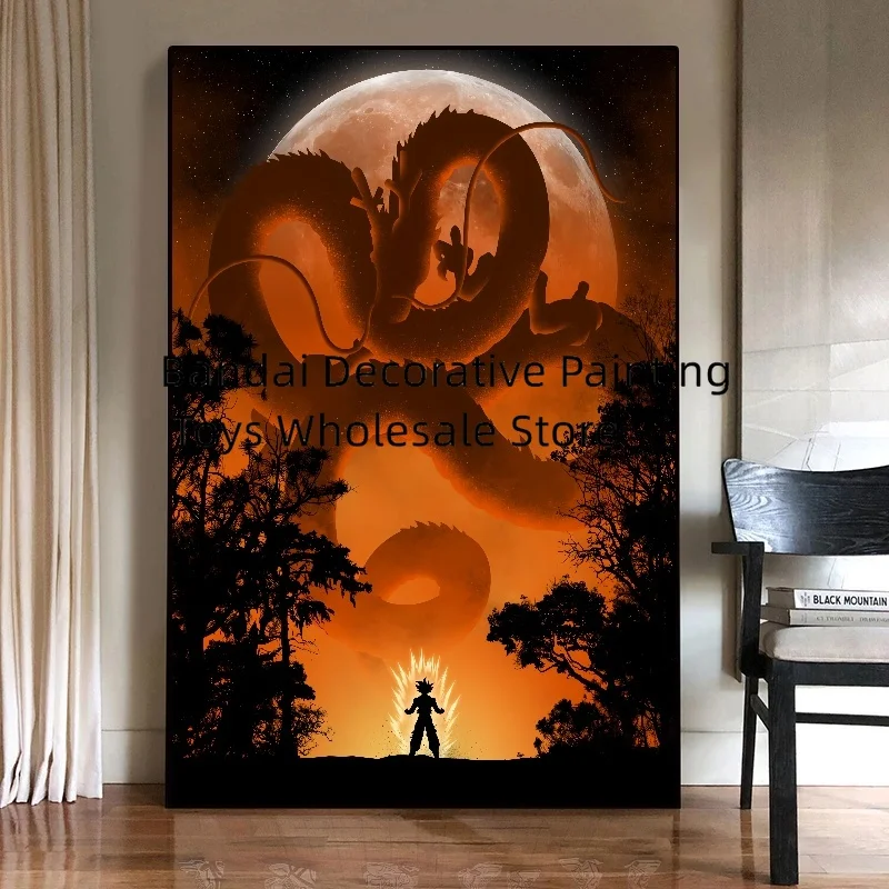 Bandai Canvas Painting Classic  Anime Super Saiyan Goku Art Print Dragon Ball Pictures Home Decor Bedroom for Wall Posters Gift
