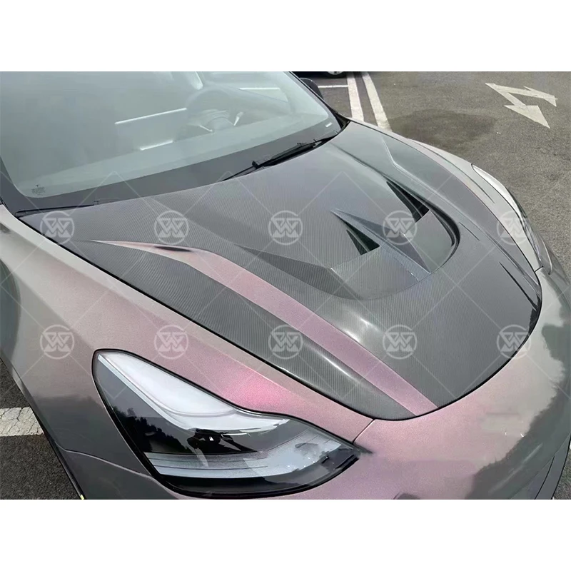 

For Tesla Model Y 3 Carbon Fiber Front Engine Cover Air Intake Vent Hood Panel Bonnet Auto Parts Body Kits