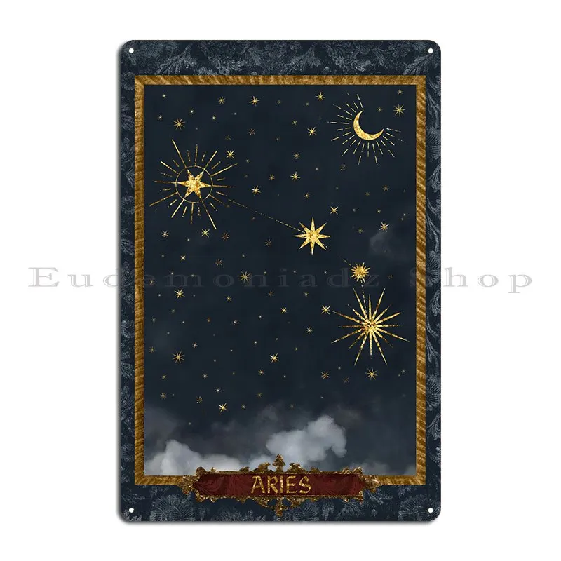 Aries Zodiac Sign Stars Metal Sign Wall Decor Decoration Designing Club Customized Tin Sign Poster