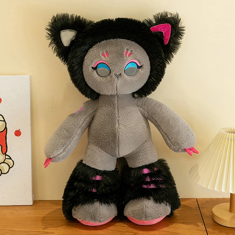 Black and White Forest Elf Plush Toy, Cute Plush Toy with Ribbon Decoration, Soft and Adorable, Suitable as a Children's Gift