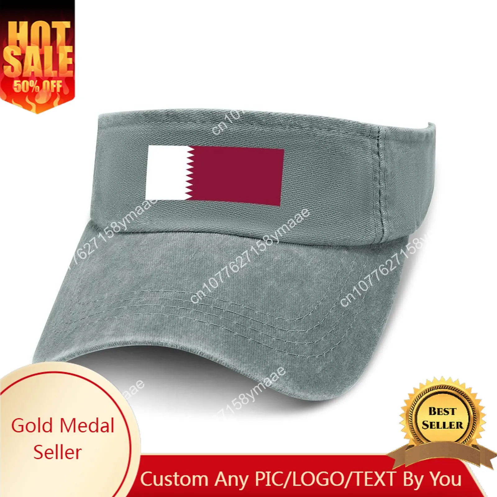 Qatar Flag Sun Visor Leaky Top Cowboy Hats Mens Womens Customize DIY Cap Sports Baseball Tennis Golf Caps Empty Open Top Hat