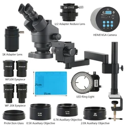 3.5-180X Parfocal Simul-Focus Trinocular Stereo Microscope Rotation Articulating Arm 55MP 48MP 4K 1080P Camera Digital Image