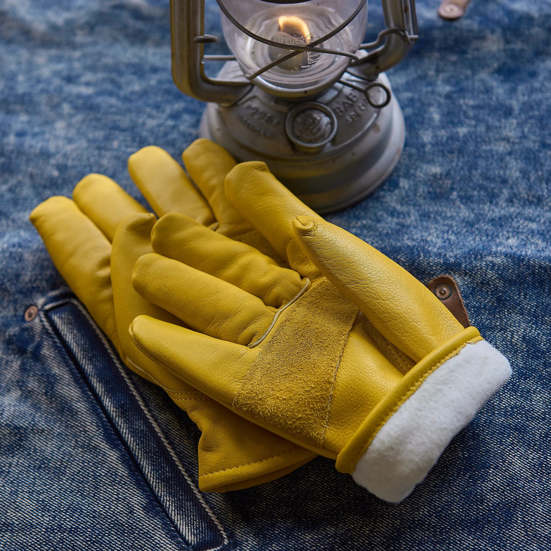 Retro Patchwork Top Layer Leather Gloves Fleece Lined Genuine Leather Outdoor Gloves Split Finger Motorcycle Riding Warm Gloves