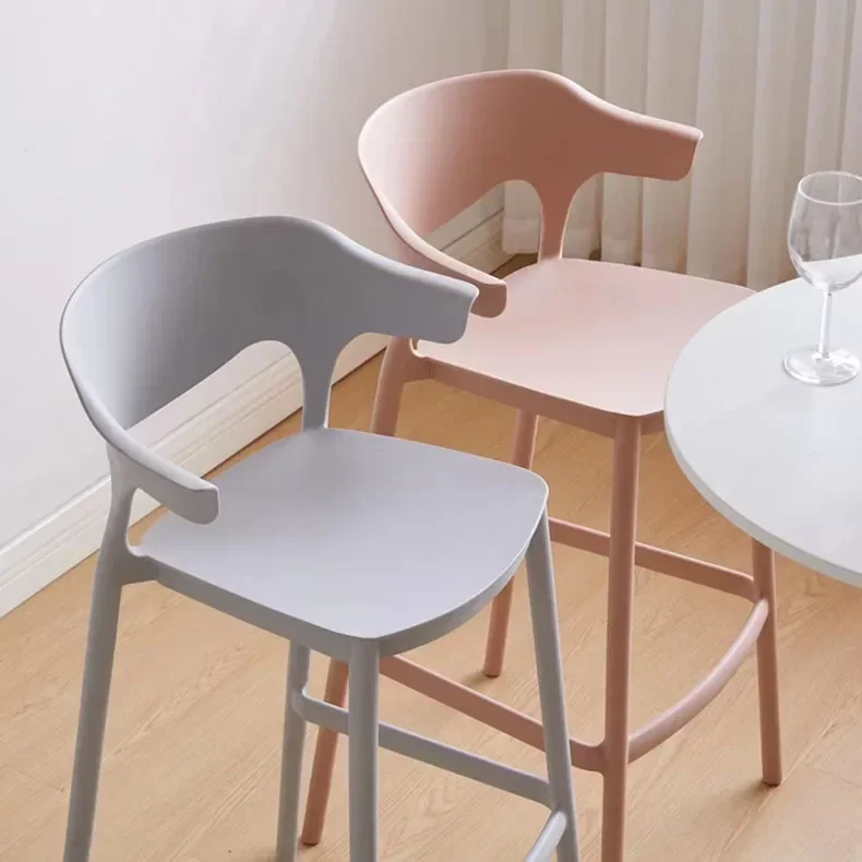 Nordic minimalist outdoor plastic back bar chair with stackable designer high stools
